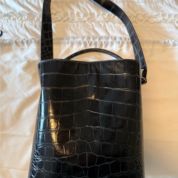 Brahmin Glossy Black Croc Shoulder Bag/Purse, 2 straps, inner pockets - Picture 11 of 14